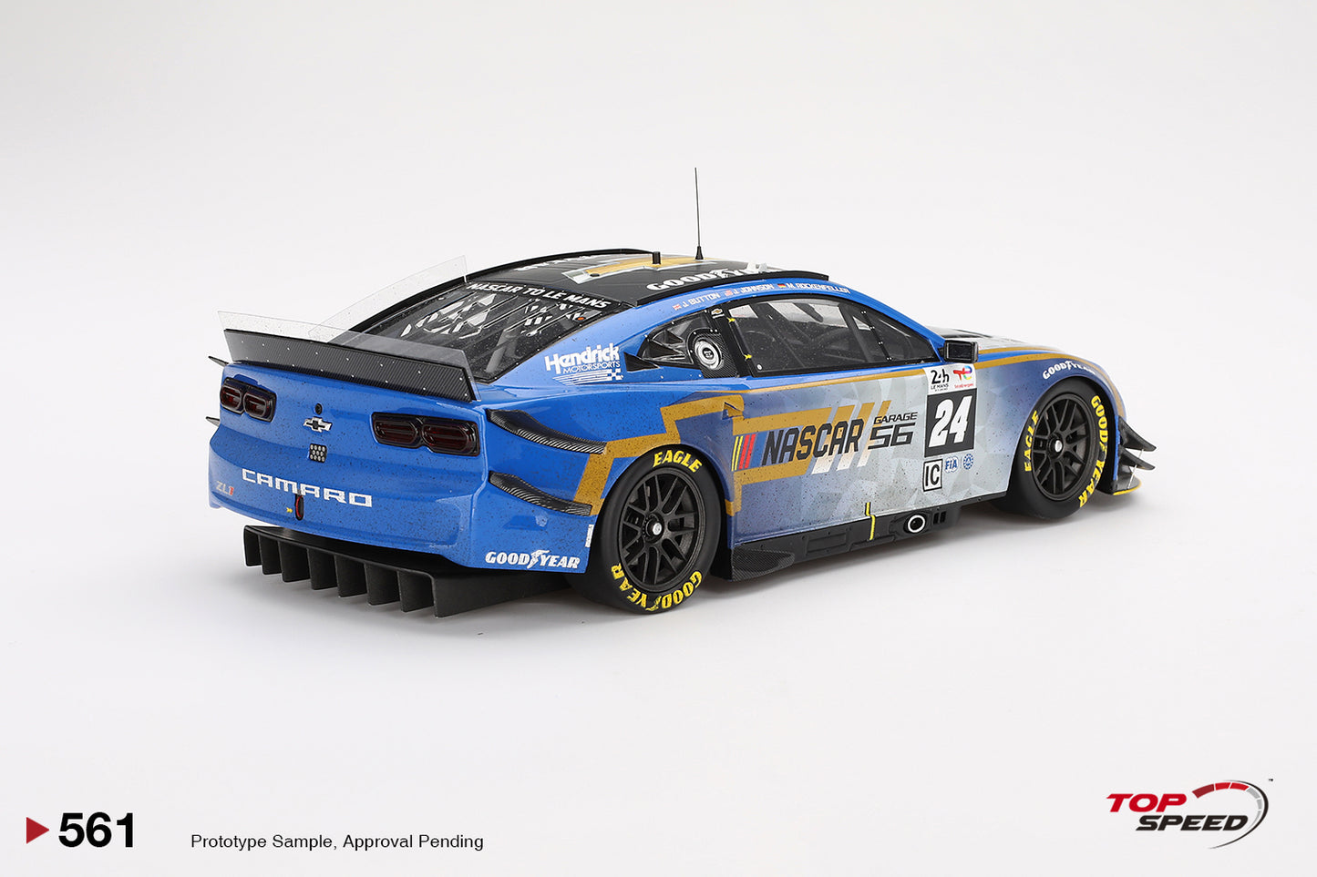 Topspeed Garage 56 Chevrolet Camaro ZL1 #24 Hendrick Motorsports NASCAR 2023 Le Mans 24hr AFTER RACE WEATHERED VERSION 1:18