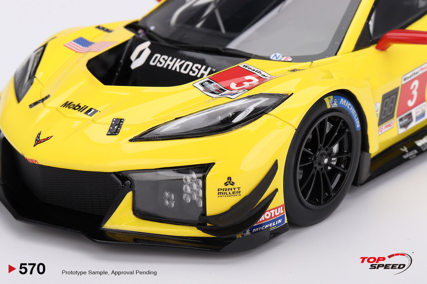 Topspeed Chevrolet Corvette C8 Z06 GT3.R #3 Corvette Racing by Pratt Miller Motorsports 2024 IMSA 24 Hours of Daytona Yellow 1:18