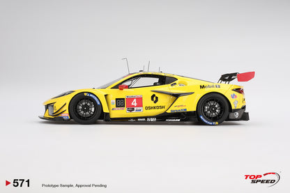 Topspeed Chevrolet Corvette C8 Z06 GT3.R #4 Corvette Racing by Pratt Miller Motorsports 2024 IMSA Daytona 24hrs Yellow 1:18