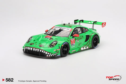 Topspeed Porsche 911 GT3 R (992) #77 Rexy AO Racing 2024 IMSA Daytona 24hrs GTD Pro 2nd Place Green 1:18