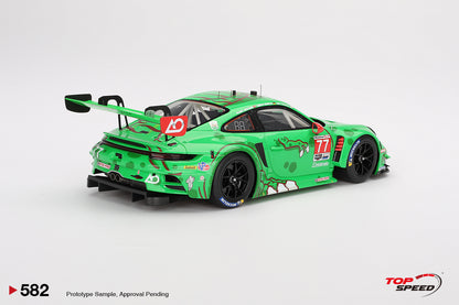 Topspeed Porsche 911 GT3 R (992) #77 Rexy AO Racing 2024 IMSA Daytona 24hrs GTD Pro 2nd Place Green 1:18