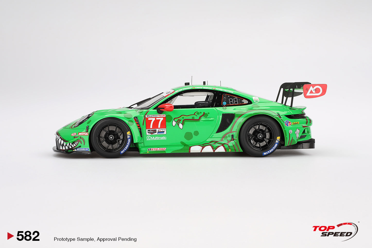 Topspeed Porsche 911 GT3 R (992) #77 Rexy AO Racing 2024 IMSA Daytona 24hrs GTD Pro 2nd Place Green 1:18