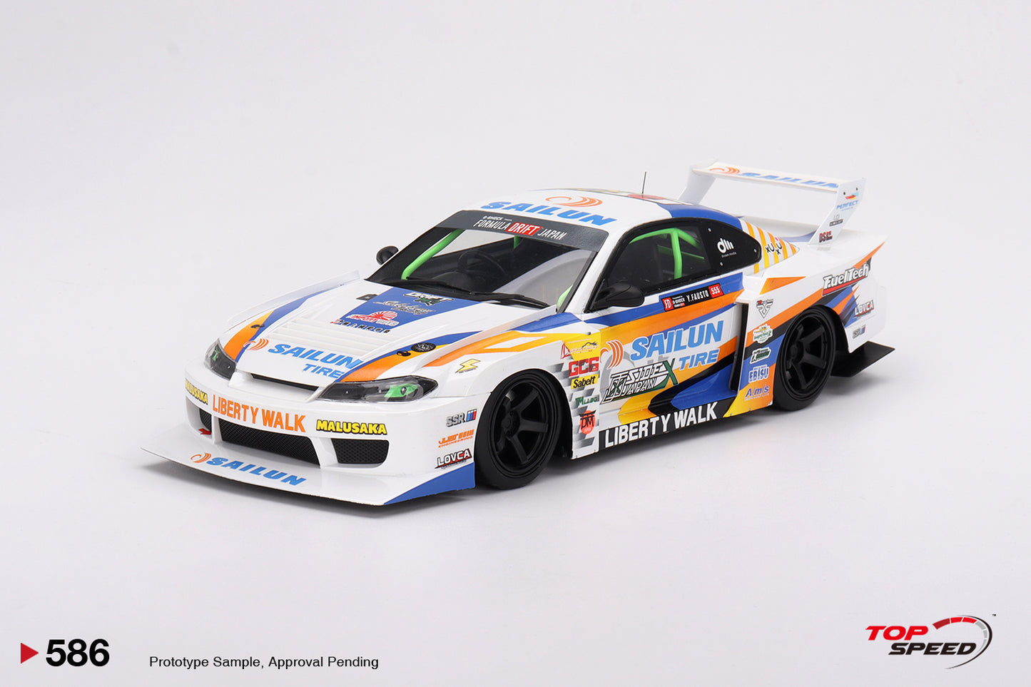 Topspeed Nissan LB-Super Silhouette S15 Silvia #555 2023 Formula Drift Japan White 1:18