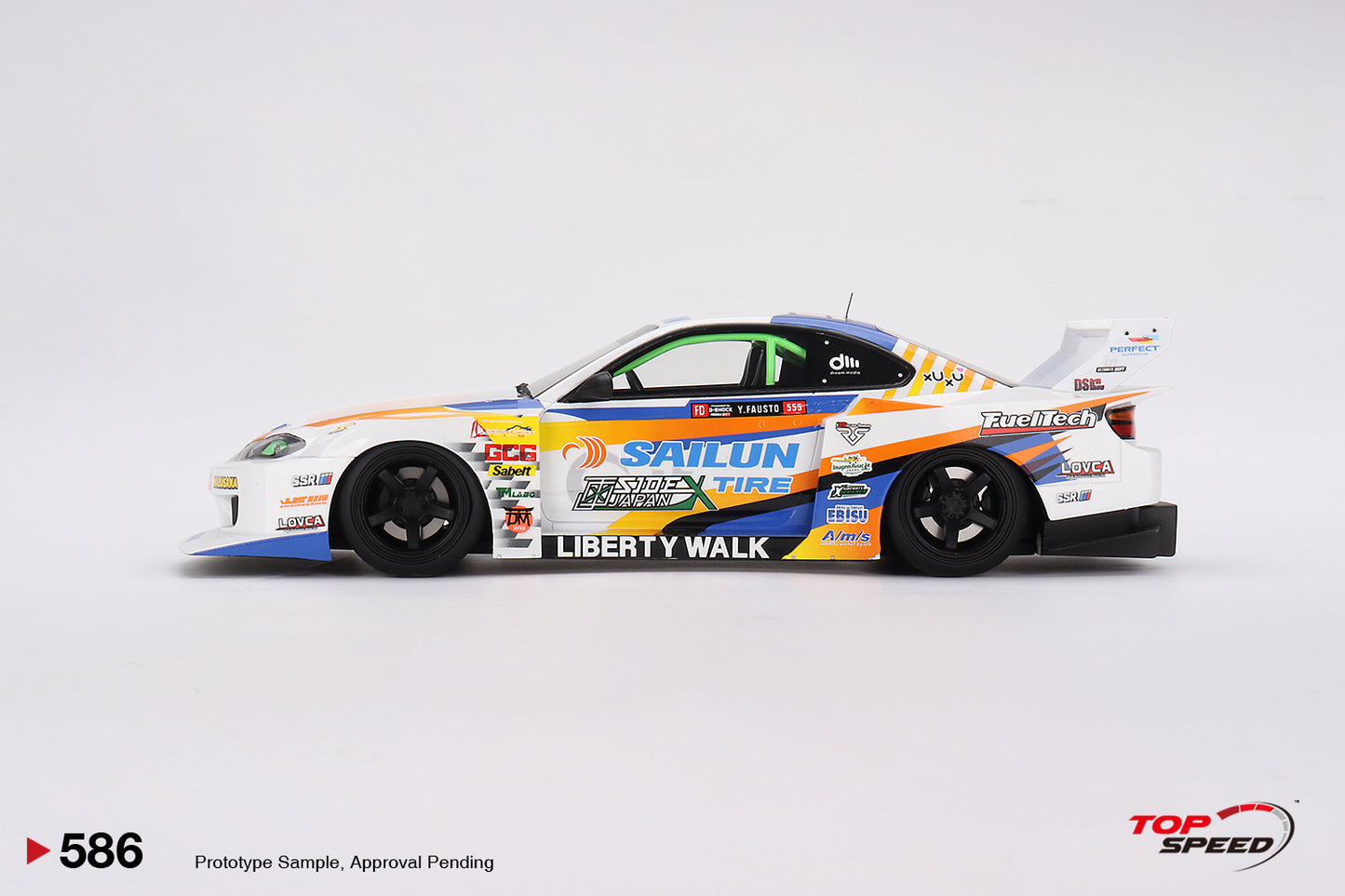 Topspeed Nissan LB-Super Silhouette S15 Silvia #555 2023 Formula Drift Japan White 1:18