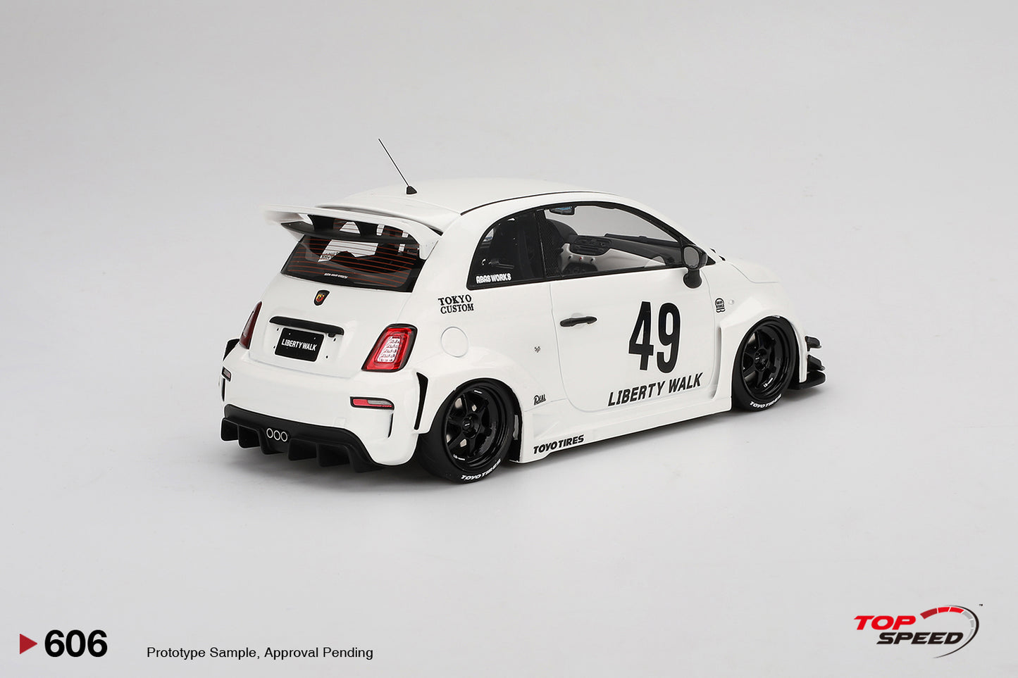 Topspeed Fiat Abarth 595 LB-Works x Abas Works Gara White 1:18