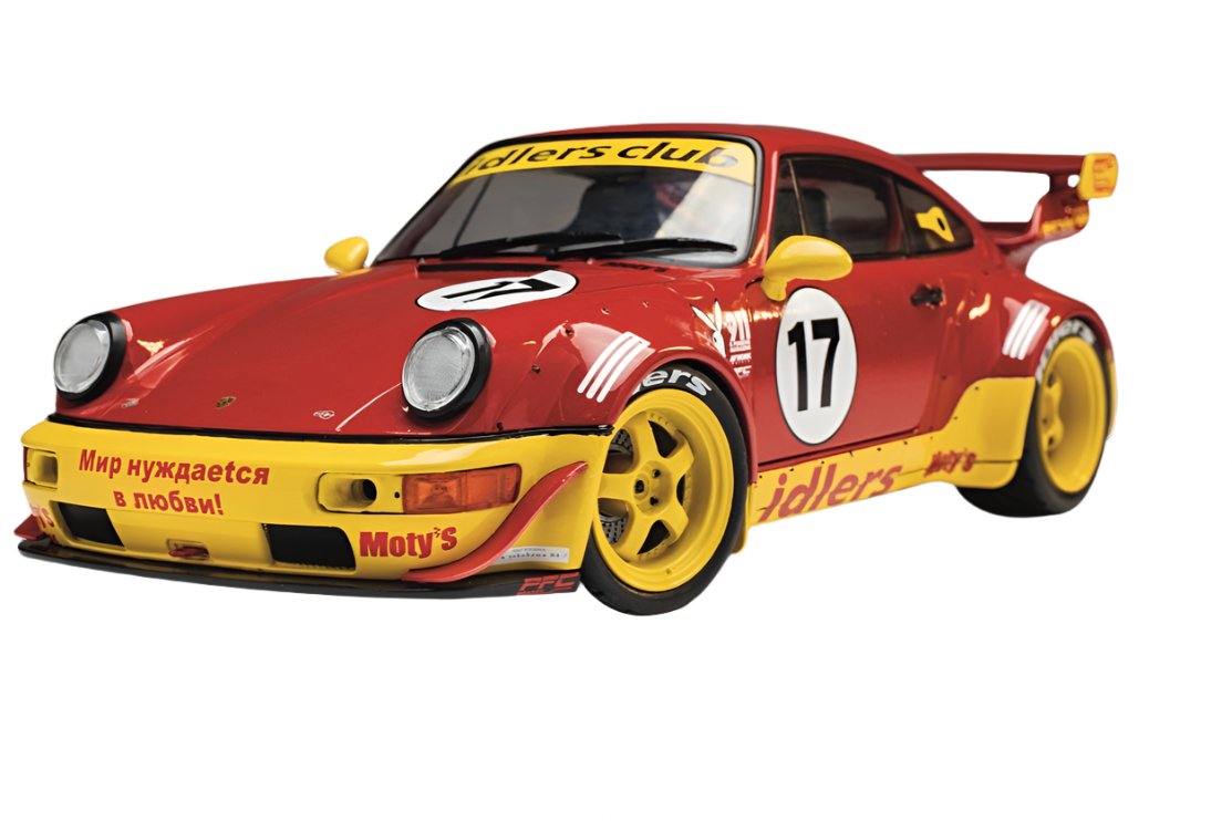 Solido 2016 Porsche 911 964 RWB Maty's Idlers No 17 Red and Yellow 1:18