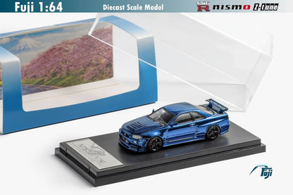 Fuji Nissan Skyline GT-R (R34) Nismo Z-Tune Chrome Carbon Blue 1:64