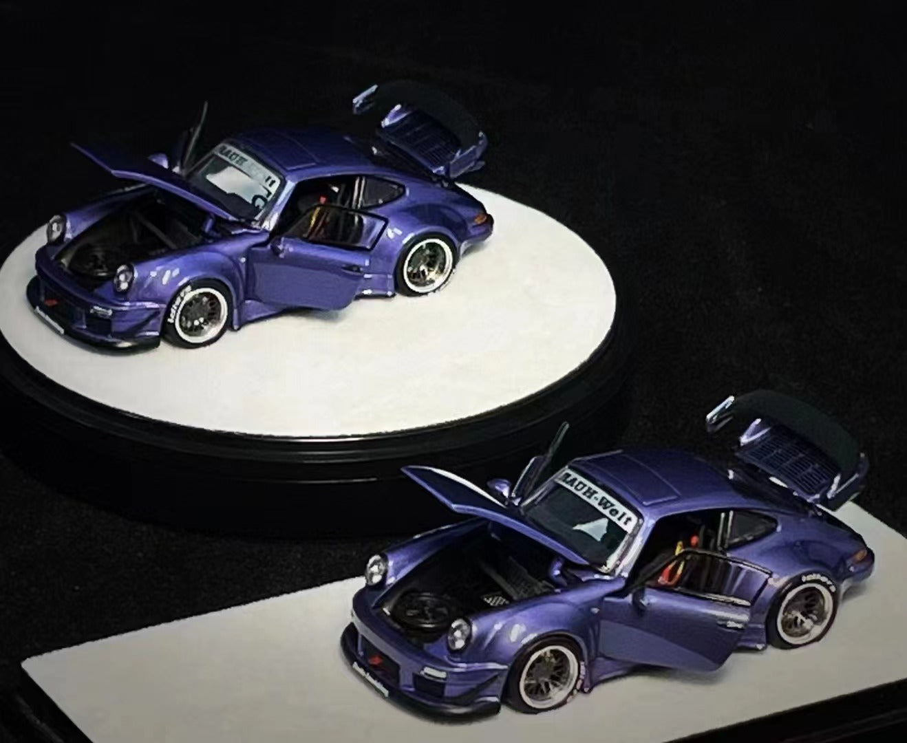 PGM Porsche 911 930 RWB Violet Purple w/ Gold Wheels (with Openings) 1:64