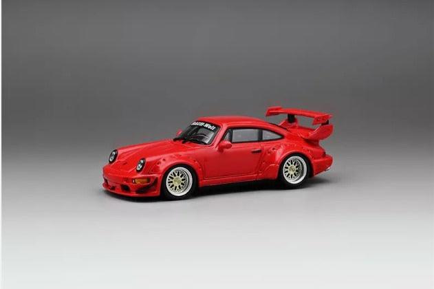 CM Model Porsche 911 964 Widebody w/ Changeable Wings and Wheels Red 1:64