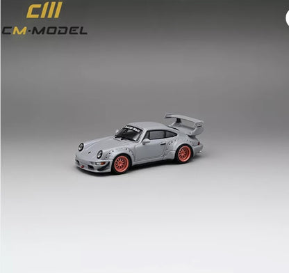 CM Model Porsche 911 964 Widebody w/ Changeable Wings and Wheels Nero Grey 1:64