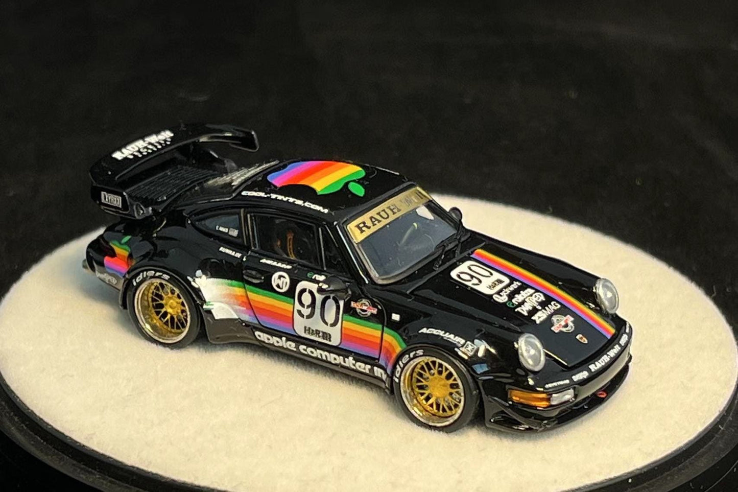 PGM Porsche 911 964 RWB Apple Computer (with Openings) Black LUXURY VERSION 1:64