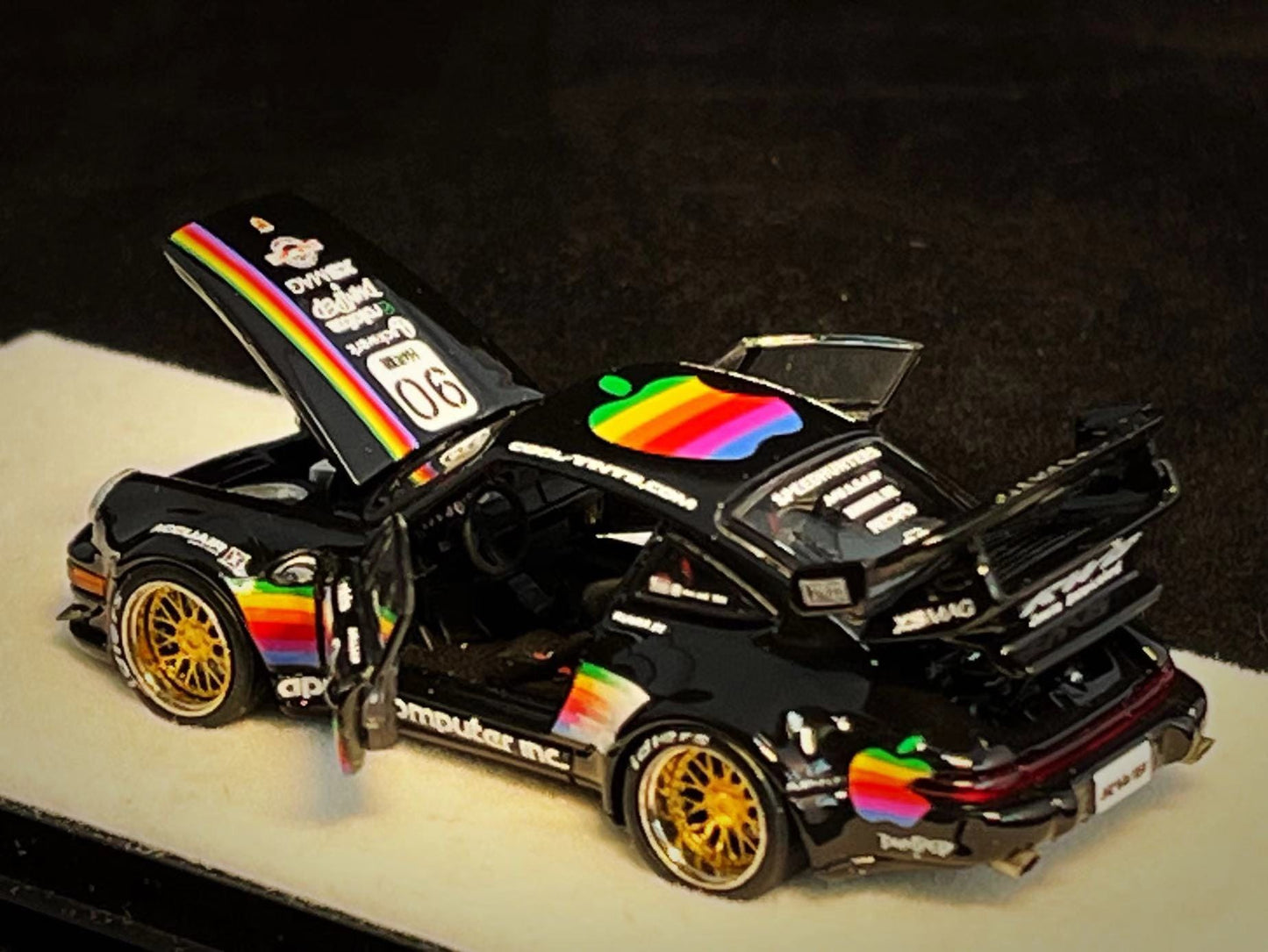 PGM Porsche 911 964 RWB Apple Computer (with Openings) Black BASE VERSION 1:64