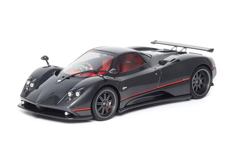 Almost-Real 2005 Pagani Zonda F Gloss Carbon Black w/ Red Stripe & Accents 1:18