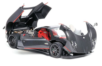 Almost-Real 2005 Pagani Zonda F Gloss Carbon Black w/ Red Stripe & Accents 1:18