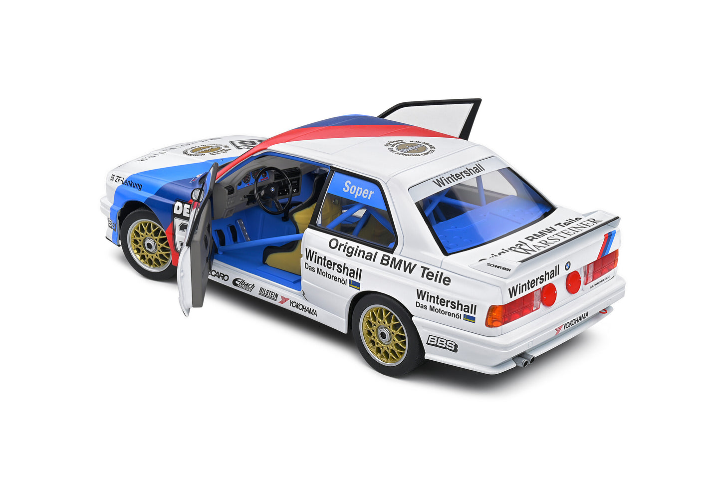 Solido 1989 BMW E30 M3 DTM No 36 Soper White w/ Red and Blue 1:18