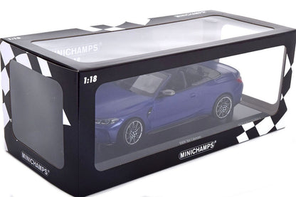 Minichamps 2021 BMW M4 Cabriolet (G83) Frozen Portimao Blue Metallic Matte 1:18 SEALED