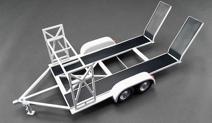 Acme Models - Accessories - Tandem Car Trailer Double Axle w/ Tire Rack White 1:18