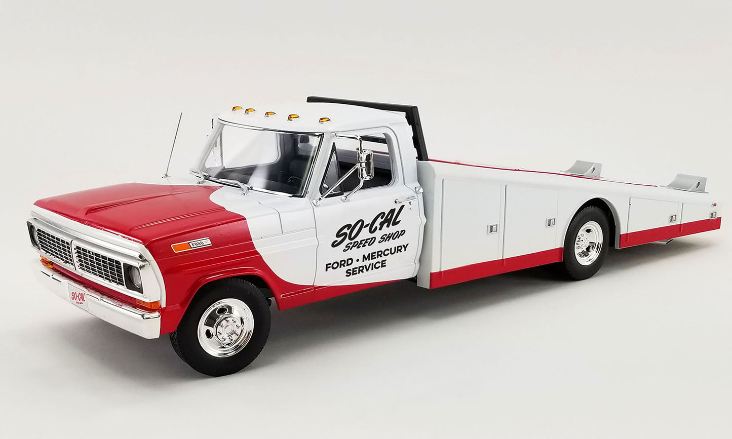 Acme 1970 Ford F-350 Ramp Truck So-Cal Speed Shop White & Red 1:18