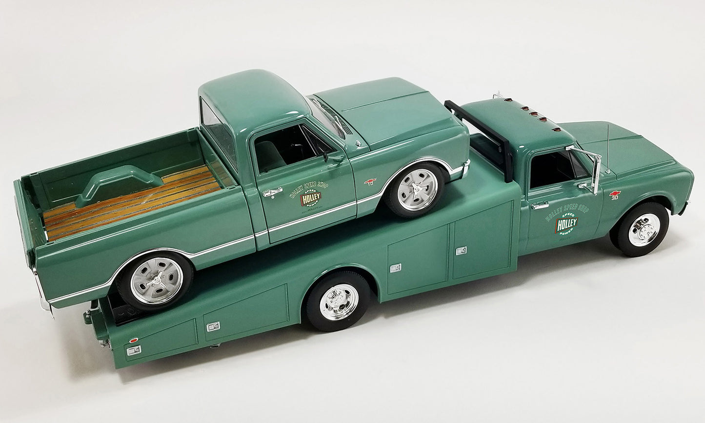 Acme 1967 Chevrolet C30 Ramp Truck Holley Speed Shop Green 1:18