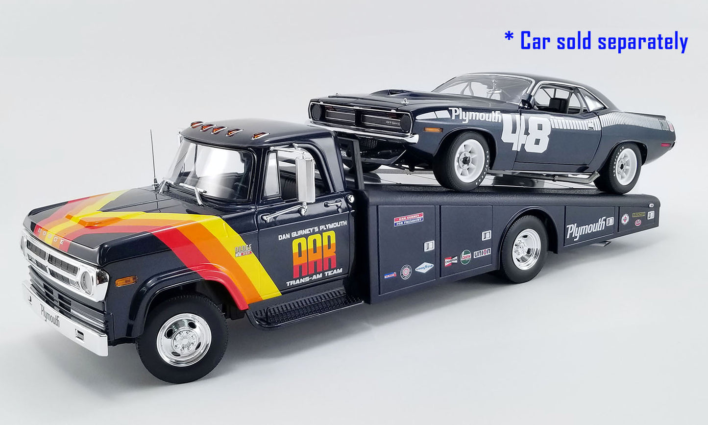 Acme 1970 Dodge D-300 Ramp Truck Dan Gurney's Plymouth AAR Cuda Trans Am Team Dark Blue 1:18