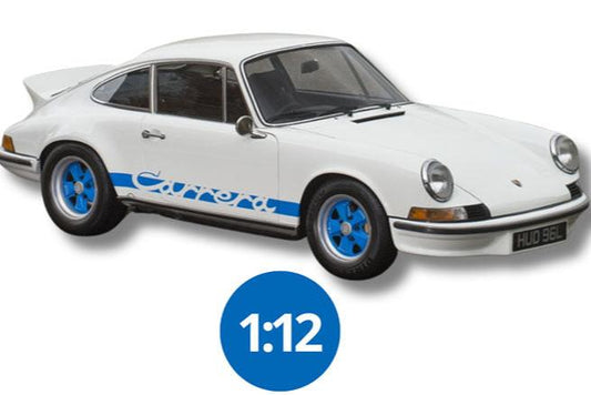 GT Spirit 1973 Porsche 911 Carrera RS 2.7 Coupe White w/ Blue Wheels and Deco 1:12