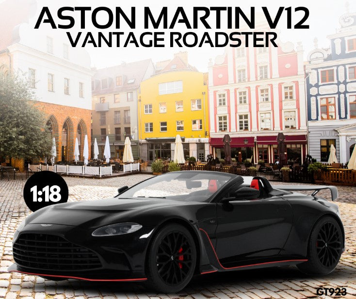 GT Spirit 2023 Aston Martin V12 Vantage Roadster Onyx Black w/ Red Trim 1:18