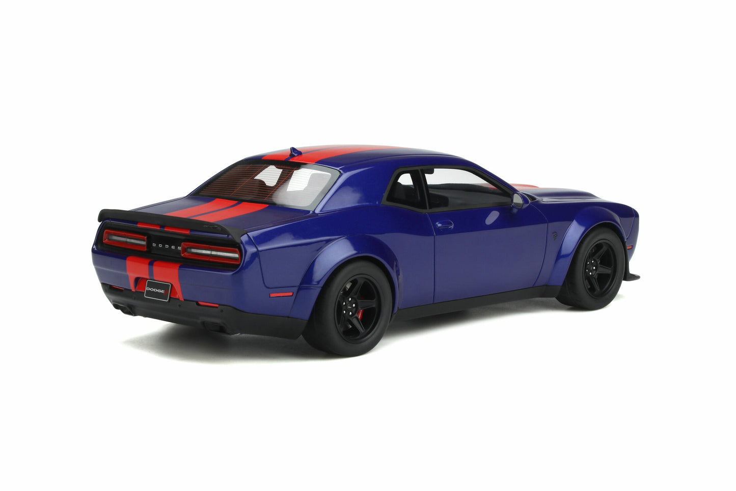 GT Spirit 2021 Dodge Challenger SRT Hellcat Super Stock Indigo Blue w/ Red Stripes 1:18