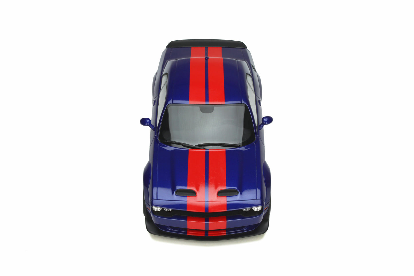 GT Spirit 2021 Dodge Challenger SRT Hellcat Super Stock Indigo Blue w/ Red Stripes 1:18