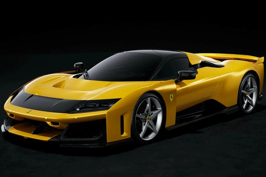 BBR 2024 Ferrari F80 Carbon Optional Giallo Tristrato (3 Layer Yellow Metallic) w/ Silver Wheels WITH DISPLAY 1:18