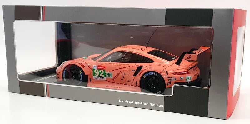 Ixo 2018 Porsche 911 991.2 GT3 RSR Team Porsche GT No 92 Pro Pink Pig Tribute Le Mans 1:18