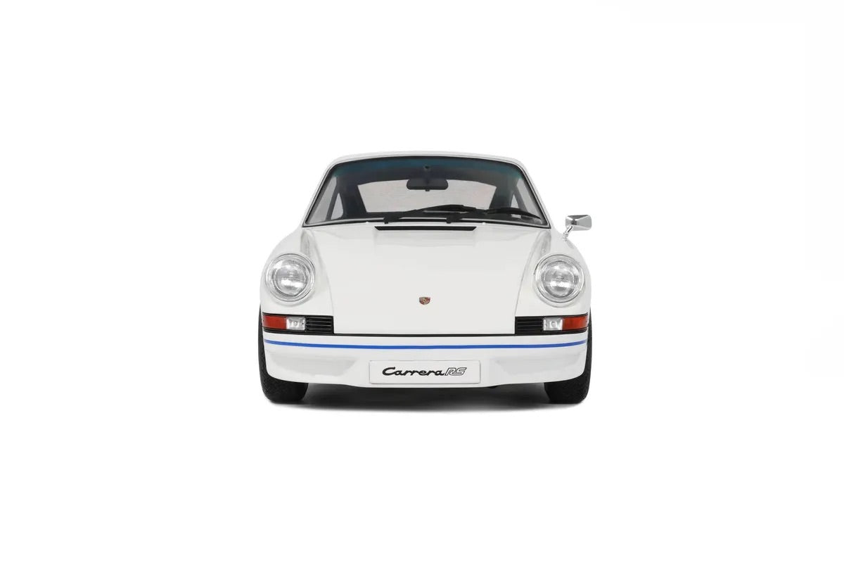 GT Spirit 1973 Porsche 911 Carrera RS 2.7 Coupe White w/ Blue Wheels and Deco 1:12