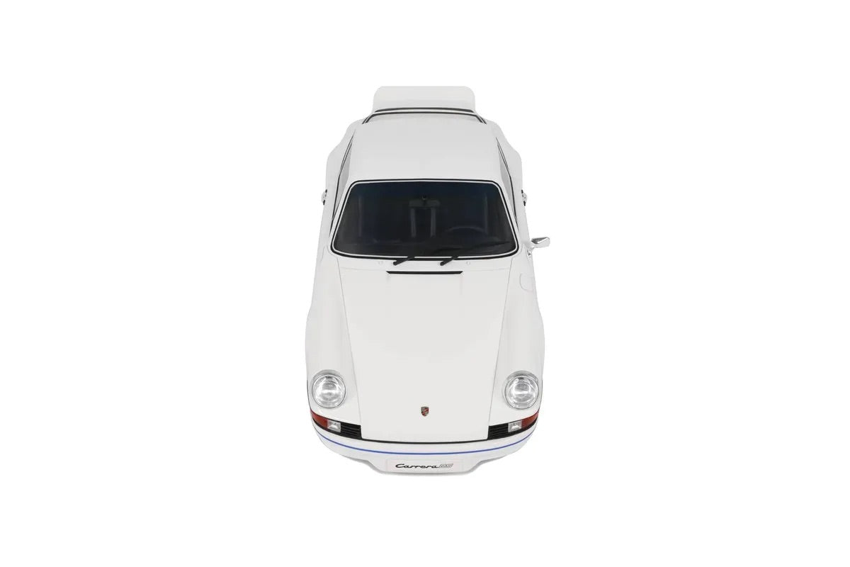 GT Spirit 1973 Porsche 911 Carrera RS 2.7 Coupe White w/ Blue Wheels and Deco 1:12