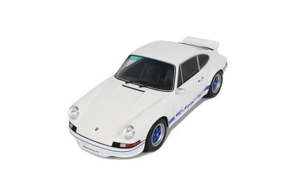 GT Spirit 1973 Porsche 911 Carrera RS 2.7 Coupe White w/ Blue Wheels and Deco 1:12