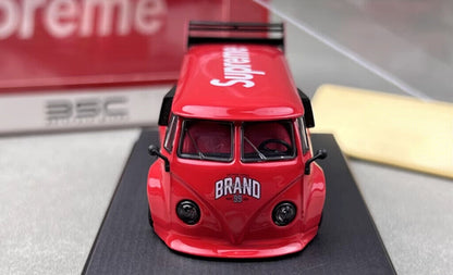 BSC (BriscaleMicro) T1 Van Camper, Trailer, & Porsche 911 964 RWB Set Supreme Livery Red 1:64