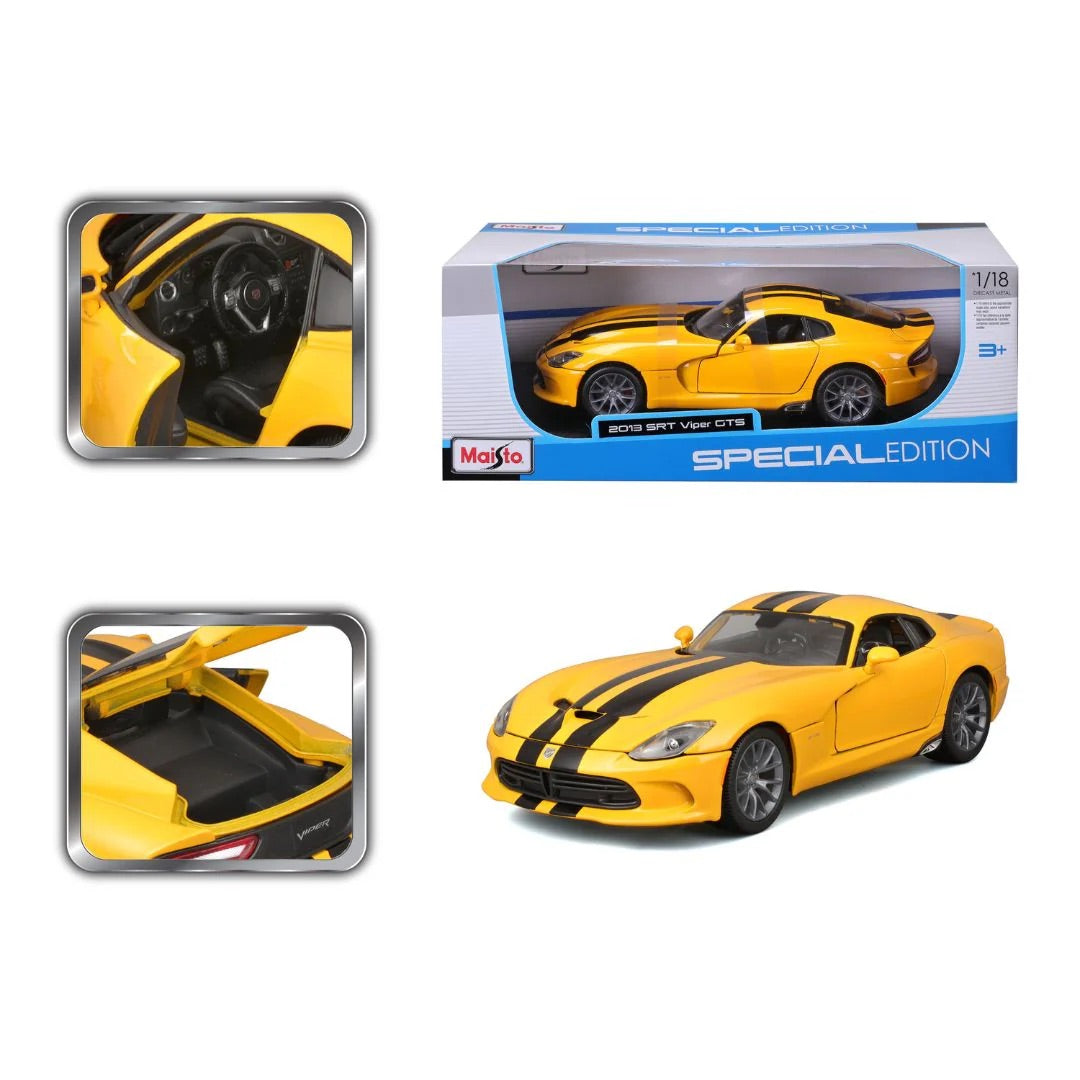 Maisto 2013 Dodge Viper GST Yellow w/ Black Racing Stripes 1:18