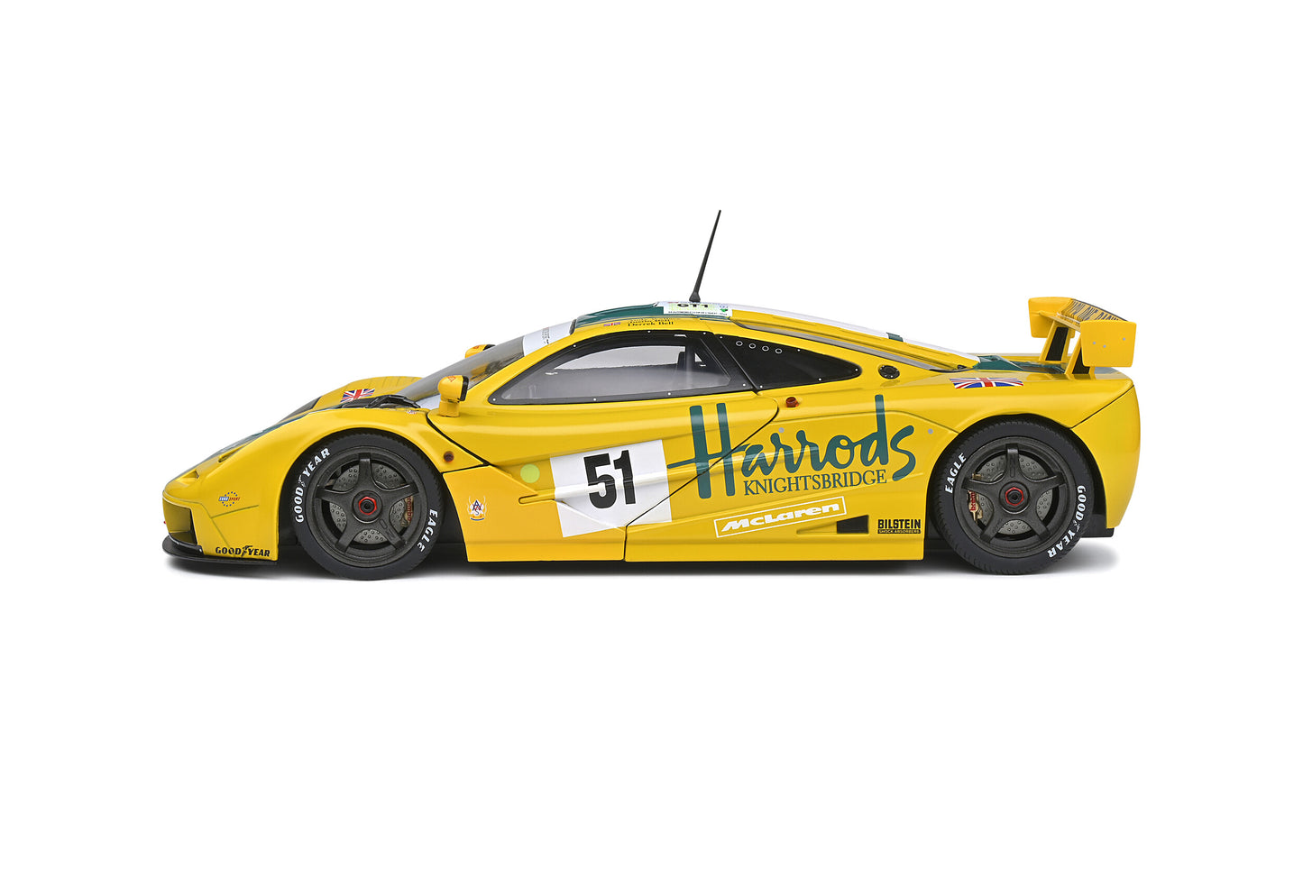 Solido 1995 Mclaren F1 GTR Short Tail #51 Team Harrods Mach One Racing 24hr LeMans Yellow 1:18