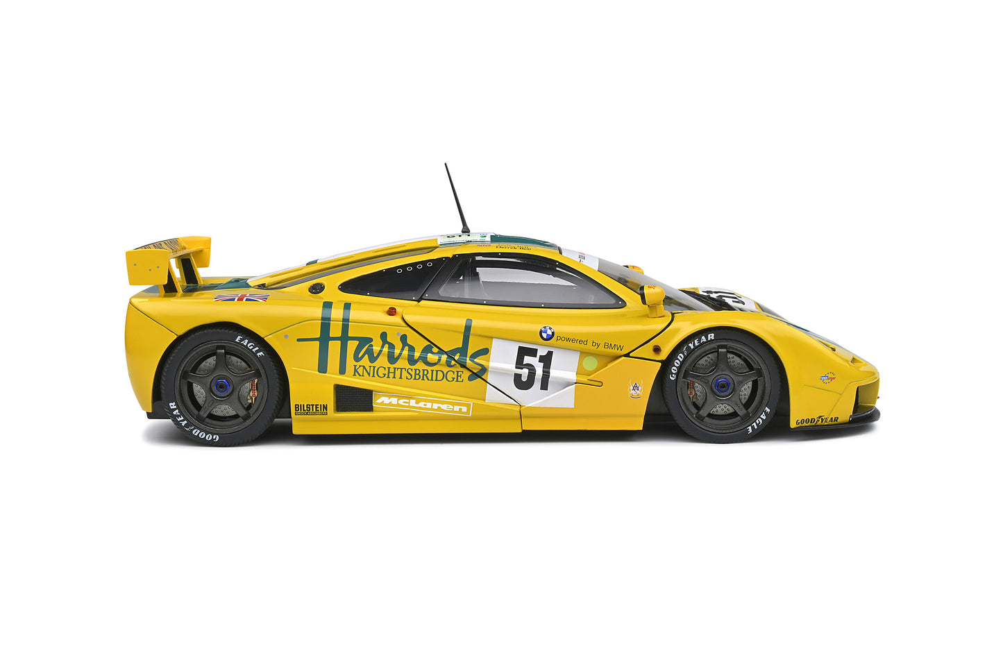 Solido 1995 Mclaren F1 GTR Short Tail #51 Team Harrods Mach One Racing 24hr LeMans Yellow 1:18