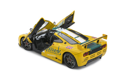 Solido 1995 Mclaren F1 GTR Short Tail #51 Team Harrods Mach One Racing 24hr LeMans Yellow 1:18