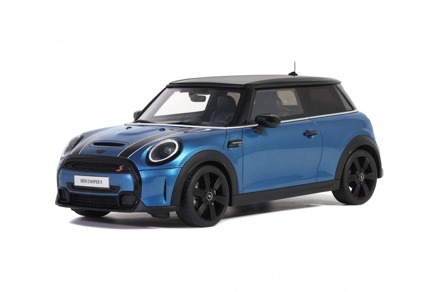 Otto 2021 Mini Cooper S Island Blue w/ Black Stripes 1:18 Resin SEALED