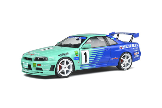 Solido 1999 Nissan Skyline GT-R (R34) Falken Drift Livery – Green Blue 1:18