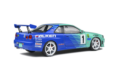 Solido 1999 Nissan Skyline GT-R (R34) Falken Drift Livery – Green Blue 1:18