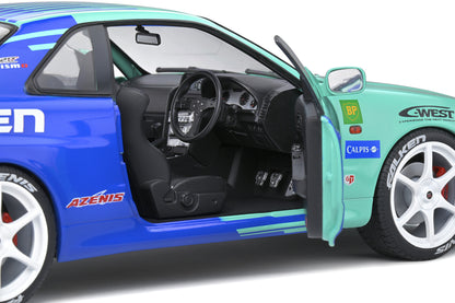 Solido 1999 Nissan Skyline GT-R (R34) Falken Drift Livery – Green Blue 1:18