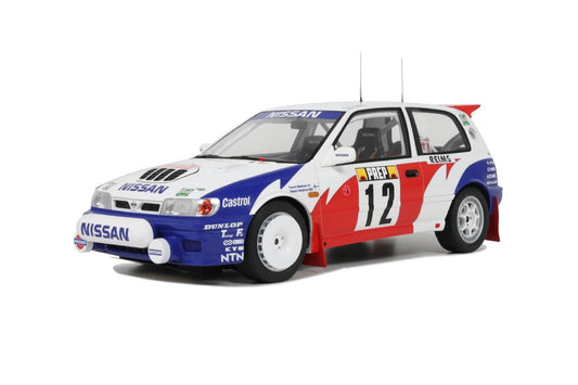 Otto 1992 Nissan Sunny GTi-R Team Nissan Motorsport Europe No 12 Rally Montecarlo White Red Blue 1:18