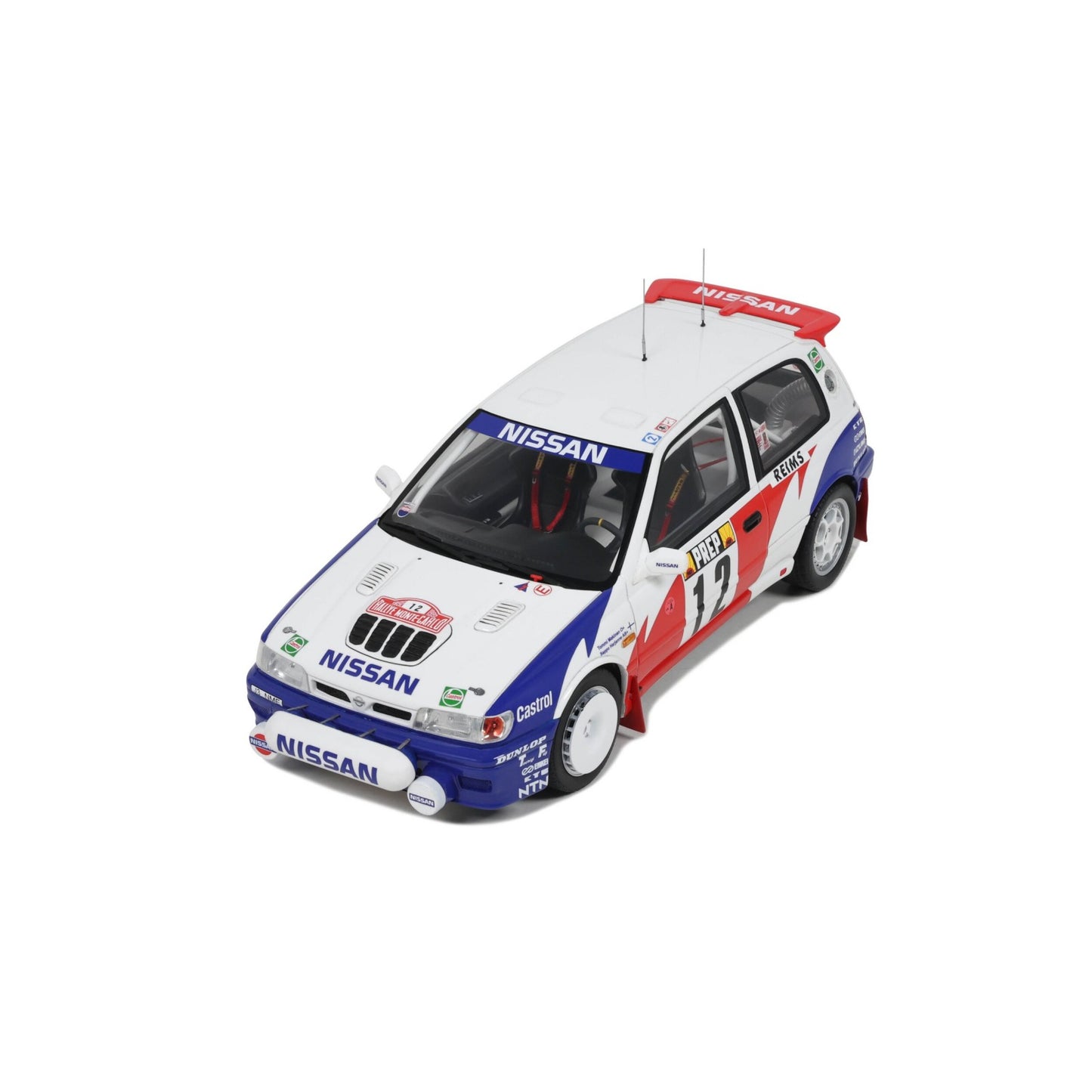 Otto 1992 Nissan Sunny GTi-R Team Nissan Motorsport Europe No 12 Rally Montecarlo White Red Blue 1:18