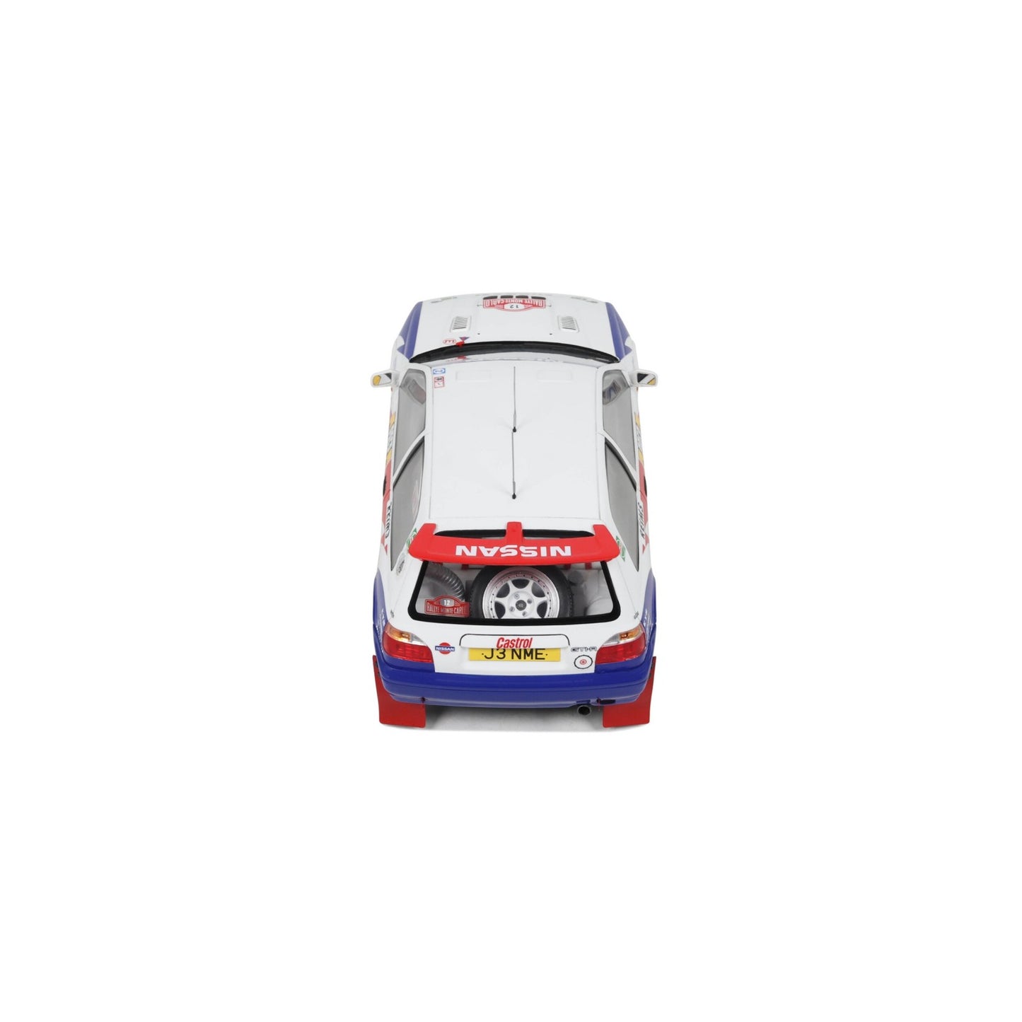 Otto 1992 Nissan Sunny GTi-R Team Nissan Motorsport Europe No 12 Rally Montecarlo White Red Blue 1:18