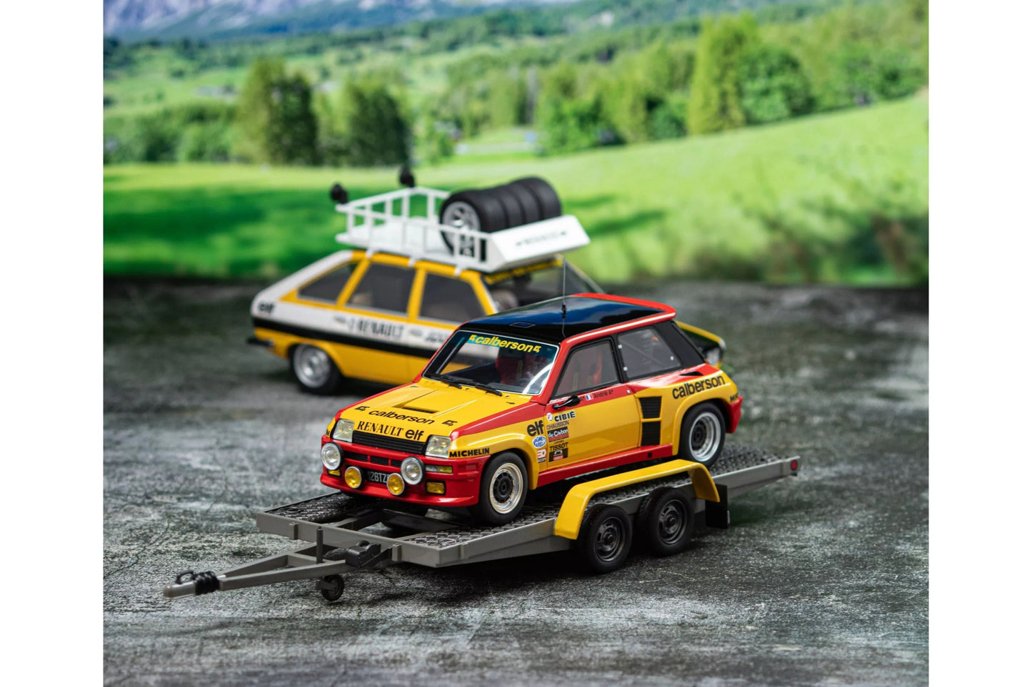 Otto 1979 Renault Rally Set - R30 Team Renault Sport Rally Assistance + Trailer + R5 Turbo Test Car 1:18