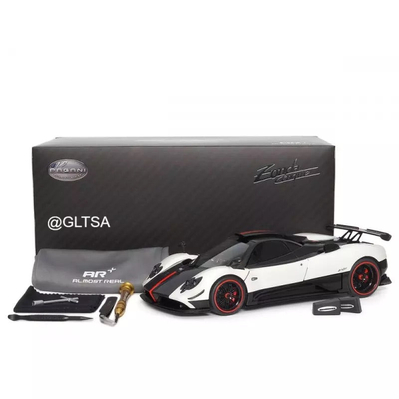 Almost-Real 2009 Pagani Zonda Cinque Coupe White & Carbon w/ Red Accents 1:18