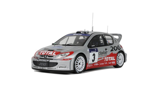 Otto 2002 Peugeot 206 WRC Tour de Corse 2002 No 3 Silver 1:18