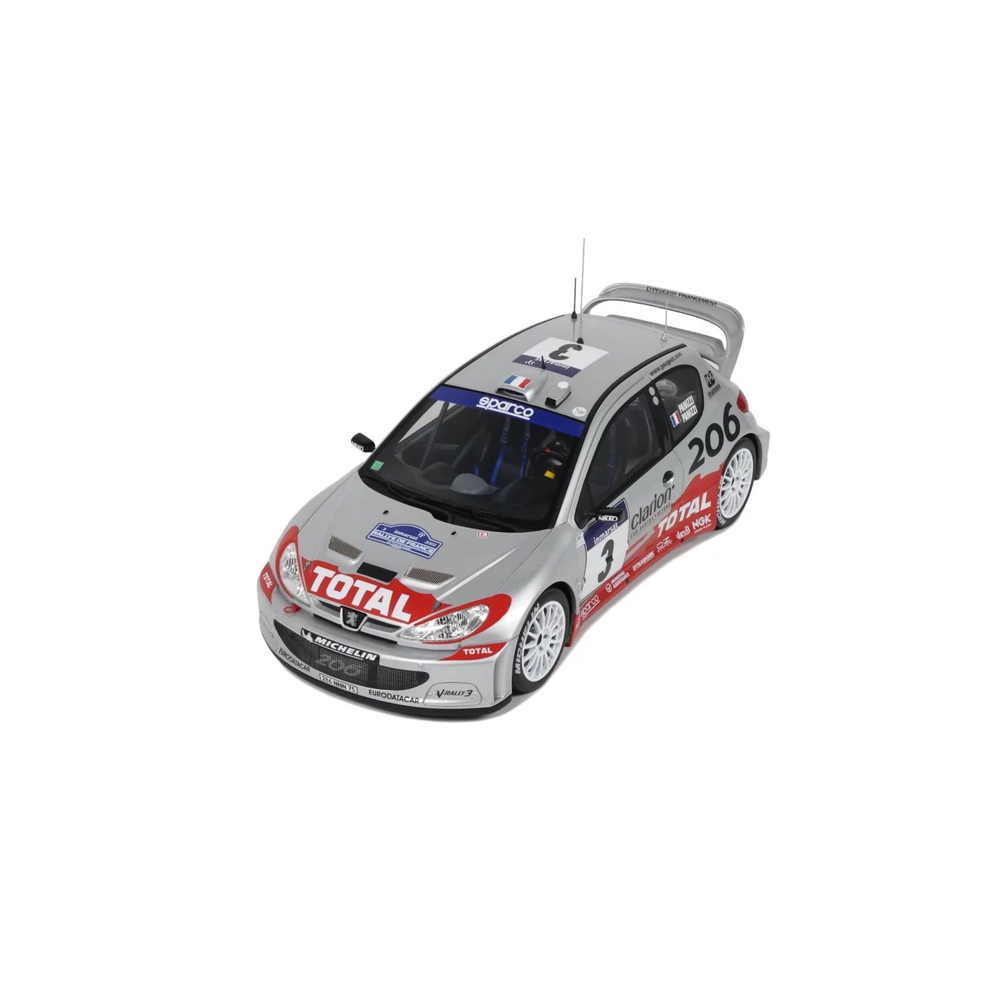 Otto 2002 Peugeot 206 WRC Tour de Corse 2002 No 3 Silver 1:18