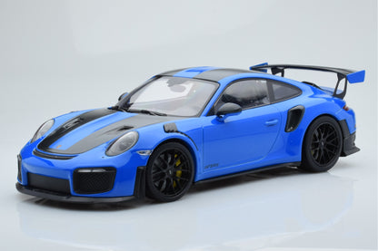 Minichamps 2018 Porsche 911 991.2 GT2 RS Blue w/ Weissach Package, Black Magnesium Wheels 1:18